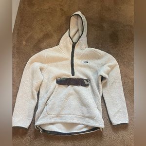 North Face Cozy Fleece, men’s medium, off-white with green and camp accents